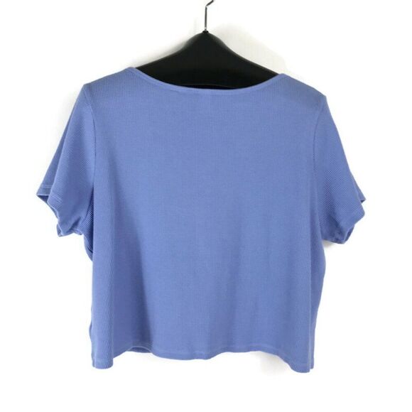 NEW Old Navy Waffle Lounge Short Sleeve Top Women's Plus Size 2X Blue Cropped - Picture 4 of 9
